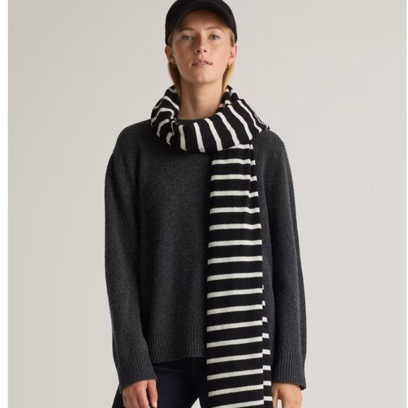Quince Accessories - 🖤🤍 NWT Quince Mongolian Cashmere Wrap – Black/Ivory Stripe